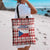 Czech Republic Christmas Tote Bag with Red-White Checkered Design, Double-Tailed Lion, and Festive Motif - Wonder Print Shop