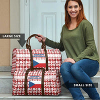 Czech Republic Christmas Travel Bag with Red-White Checkered Design, Double-Tailed Lion, and Festive Motif - Wonder Print Shop