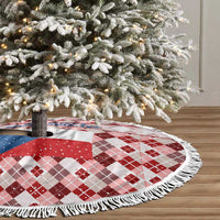 Czech Republic Christmas Tree Skirt with Red-White Checkered Design, Double-Tailed Lion, and Festive Motif - Wonder Print Shop