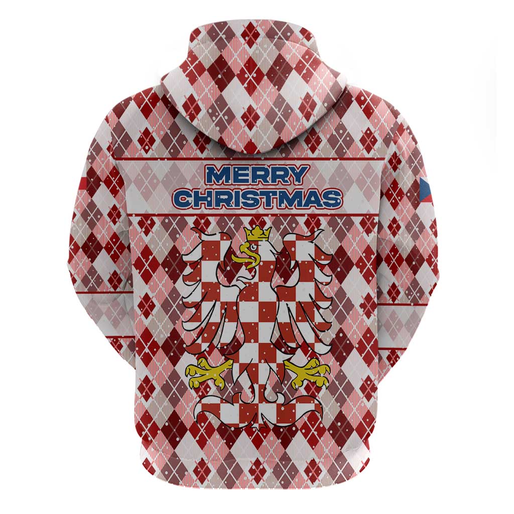 Czech Republic Christmas Zip Hoodie with Red-White Checkered Design, Double-Tailed Lion, and Festive Motif - Wonder Print Shop