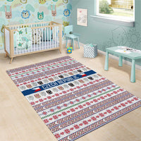 Czech Republic Christmas Area Rug with Folk Embroidery Design, National Coat of Arms, and Festive Motif - Wonder Print Shop