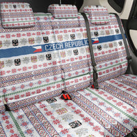 Czech Republic Christmas Back Car Seat Cover with Folk Embroidery Design, National Coat of Arms, and Festive Motif - Wonder Print Shop