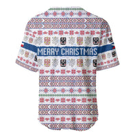 Czech Republic Christmas Baseball Jersey with Folk Embroidery Design, National Coat of Arms, and Festive Motif - Wonder Print Shop