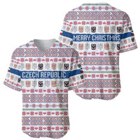 Czech Republic Christmas Baseball Jersey with Folk Embroidery Design, National Coat of Arms, and Festive Motif - Wonder Print Shop