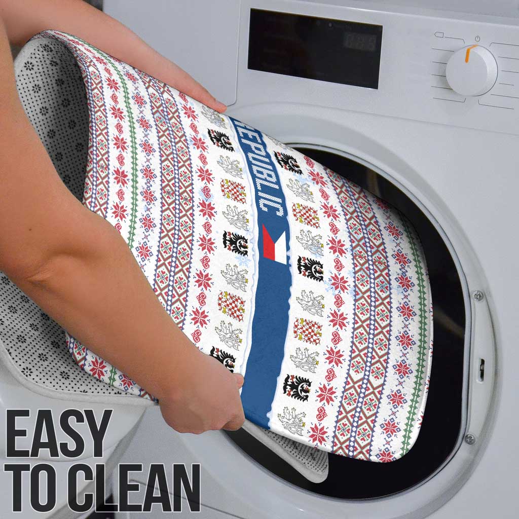 Czech Republic Christmas Bathroom Set with Folk Embroidery Design, National Coat of Arms, and Festive Motif - Wonder Print Shop