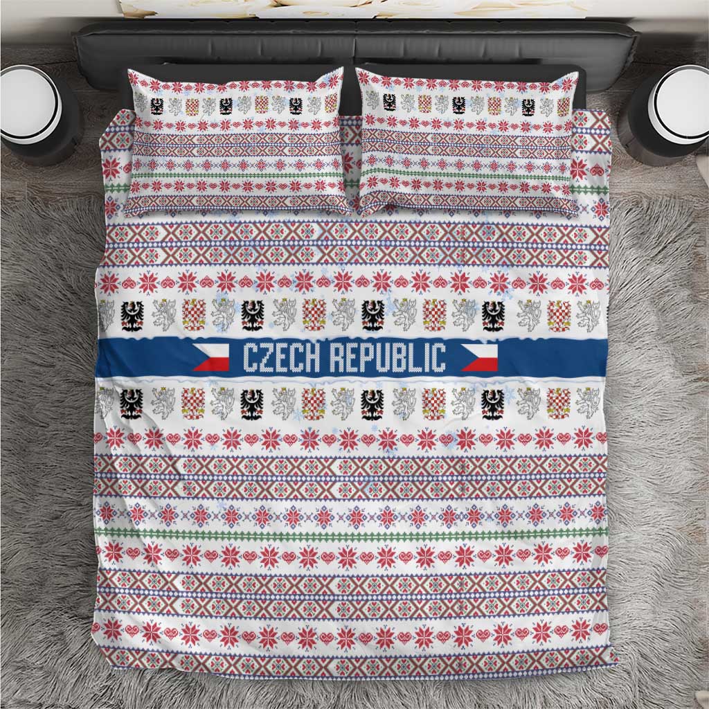 Czech Republic Christmas Bedding Set with Folk Embroidery Design, National Coat of Arms, and Festive Motif - Wonder Print Shop