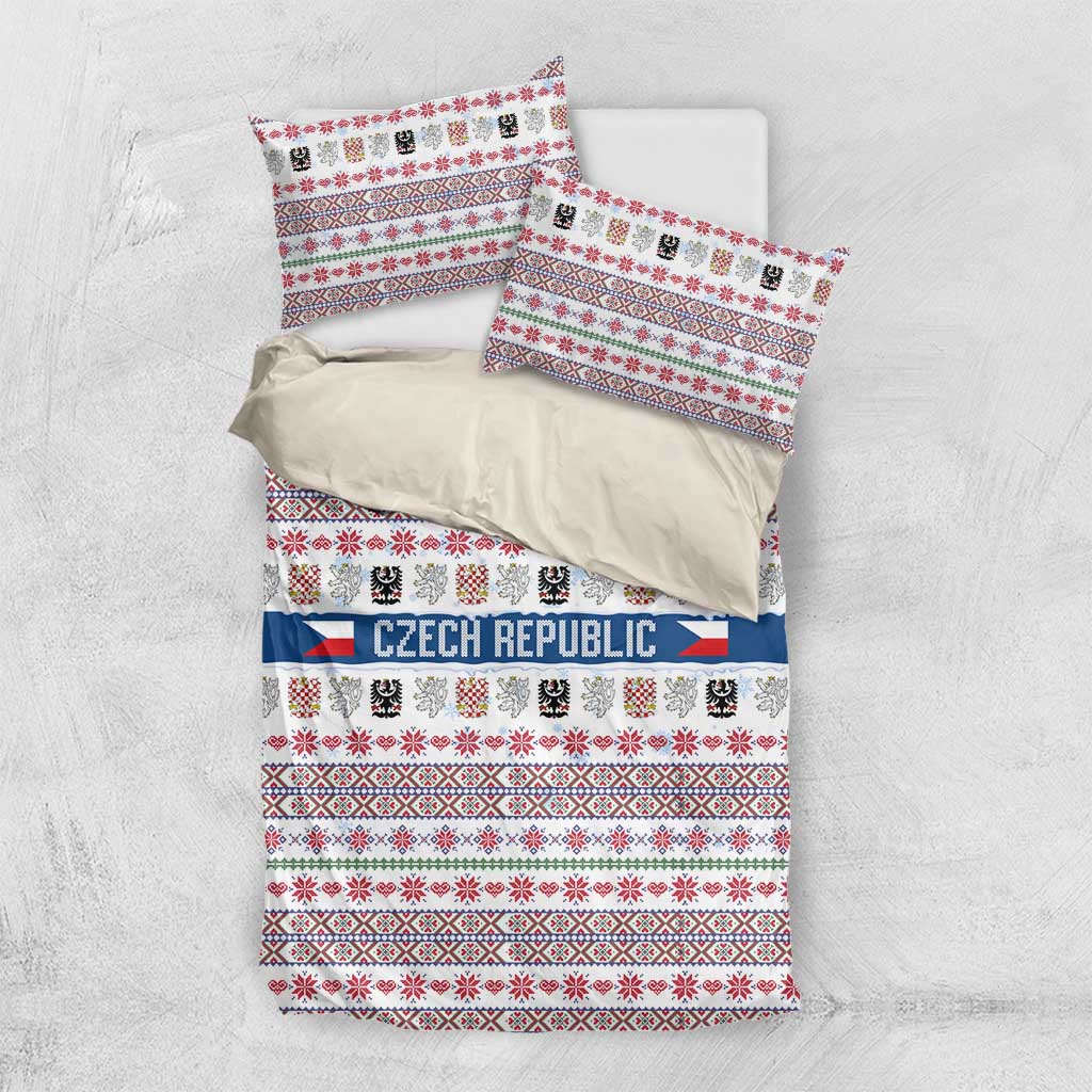Czech Republic Christmas Bedding Set with Folk Embroidery Design, National Coat of Arms, and Festive Motif - Wonder Print Shop