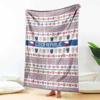 Czech Republic Christmas Blanket with Folk Embroidery Design, National Coat of Arms, and Festive Motif - Wonder Print Shop