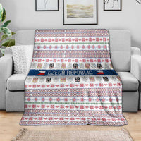 Czech Republic Christmas Blanket with Folk Embroidery Design, National Coat of Arms, and Festive Motif - Wonder Print Shop