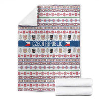 Czech Republic Christmas Blanket with Folk Embroidery Design, National Coat of Arms, and Festive Motif - Wonder Print Shop