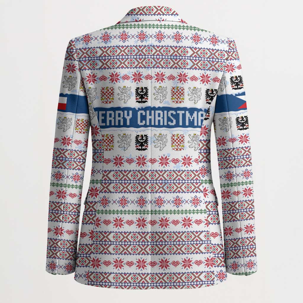 Czech Republic Christmas Blazer with Folk Embroidery Design, National Coat of Arms, and Festive Motif - Wonder Print Shop