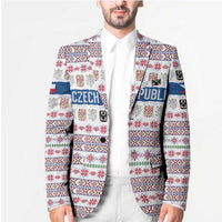 Czech Republic Christmas Blazer with Folk Embroidery Design, National Coat of Arms, and Festive Motif - Wonder Print Shop