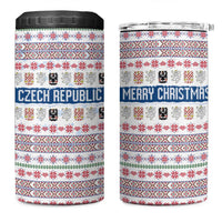 Czech Republic Christmas 4 in 1 Can Cooler Tumbler with Folk Embroidery Design, National Coat of Arms, and Festive Motif - Wonder Print Shop
