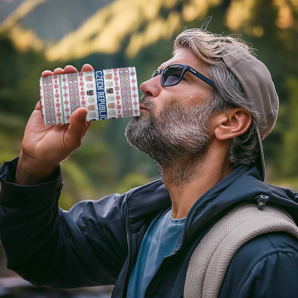 Czech Republic Christmas 4 in 1 Can Cooler Tumbler with Folk Embroidery Design, National Coat of Arms, and Festive Motif - Wonder Print Shop
