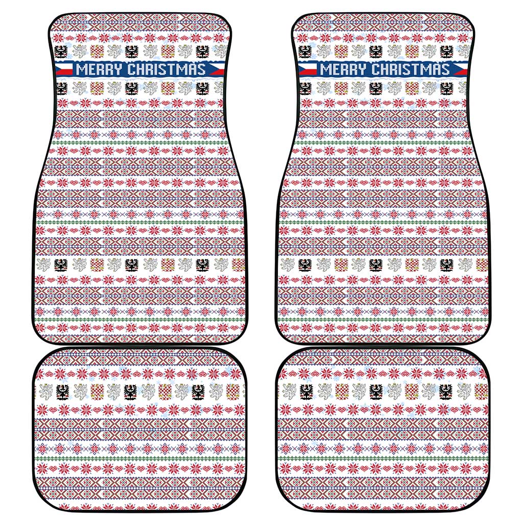 Czech Republic Christmas Car Mats with Folk Embroidery Design, National Coat of Arms, and Festive Motif - Wonder Print Shop