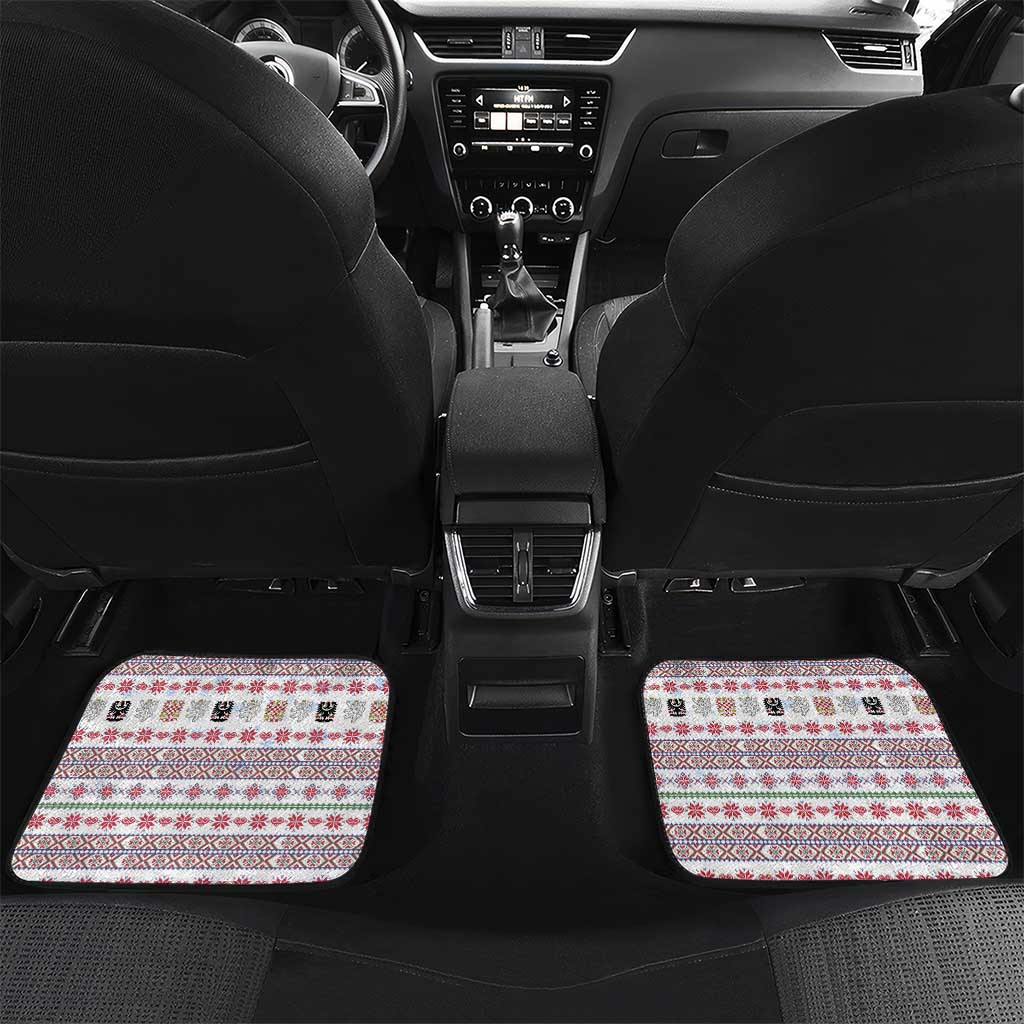 Czech Republic Christmas Car Mats with Folk Embroidery Design, National Coat of Arms, and Festive Motif - Wonder Print Shop
