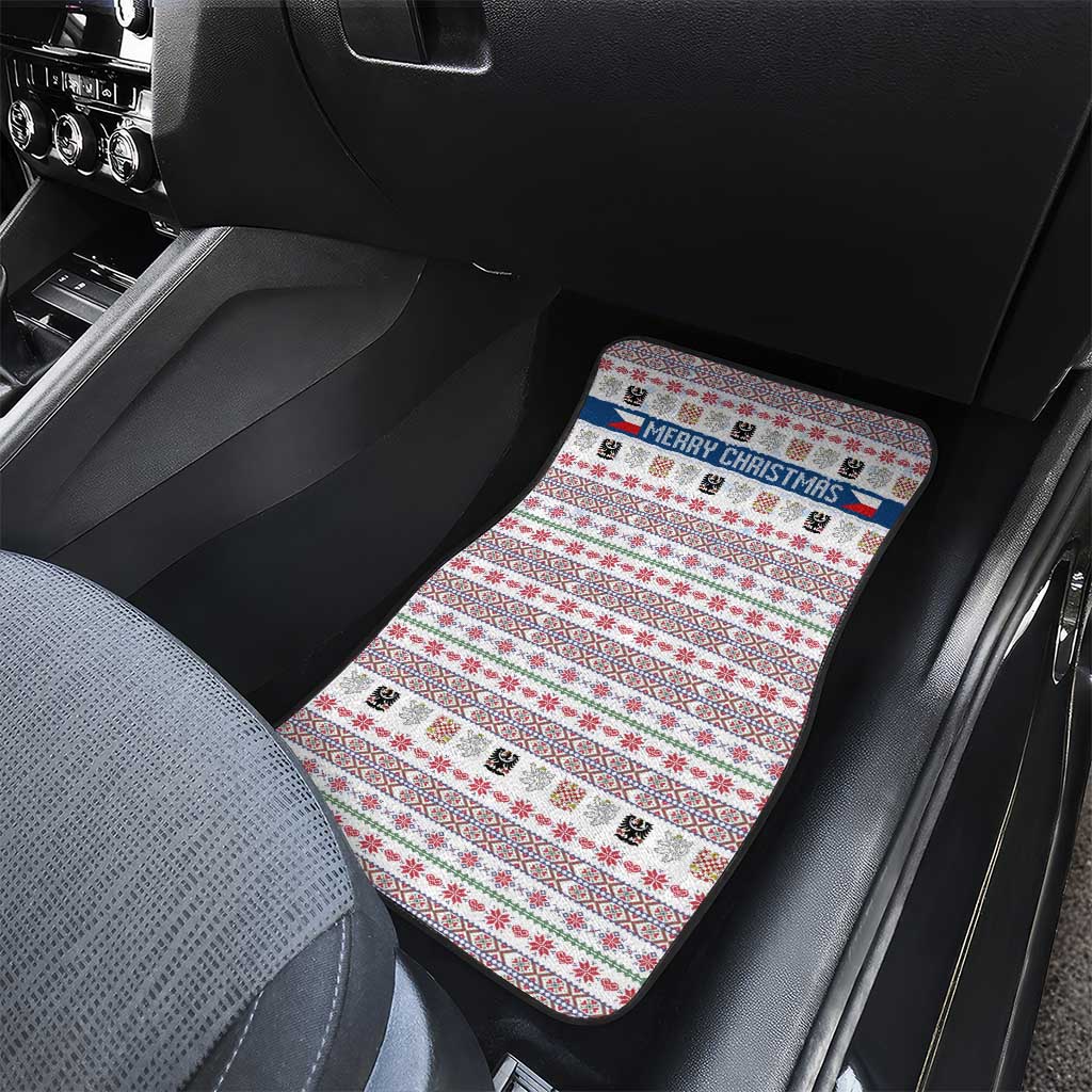 Czech Republic Christmas Car Mats with Folk Embroidery Design, National Coat of Arms, and Festive Motif - Wonder Print Shop