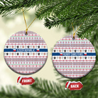 Czech Republic Christmas Ceramic Ornament with Folk Embroidery Design, National Coat of Arms, and Festive Motif - Wonder Print Shop