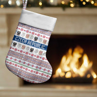 Czech Republic Christmas Stocking with Folk Embroidery Design, National Coat of Arms, and Festive Motif - Wonder Print Shop