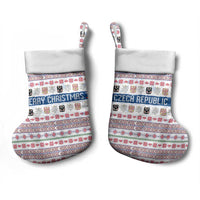 Czech Republic Christmas Stocking with Folk Embroidery Design, National Coat of Arms, and Festive Motif - Wonder Print Shop