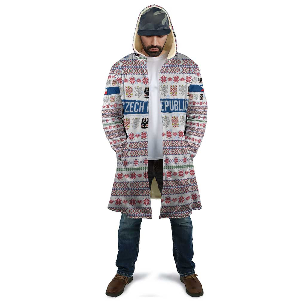 Czech Republic Christmas Cloak with Folk Embroidery Design, National Coat of Arms, and Festive Motif - Wonder Print Shop