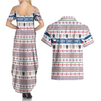 Czech Republic Christmas Couples Matching Summer Maxi Dress and Hawaiian Shirt with Folk Embroidery Design, National Coat of Arms, and Festive Motif - Wonder Print Shop