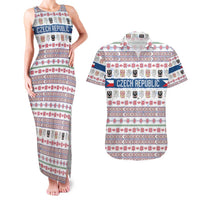 Czech Republic Christmas Couples Matching Tank Maxi Dress and Hawaiian Shirt with Folk Embroidery Design, National Coat of Arms, and Festive Motif - Wonder Print Shop