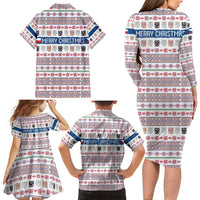 Czech Republic Christmas Family Matching Long Sleeve Bodycon Dress and Hawaiian Shirt with Folk Embroidery Design, National Coat of Arms, and Festive Motif - Wonder Print Shop