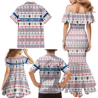 Czech Republic Christmas Family Matching Mermaid Dress and Hawaiian Shirt with Folk Embroidery Design, National Coat of Arms, and Festive Motif - Wonder Print Shop