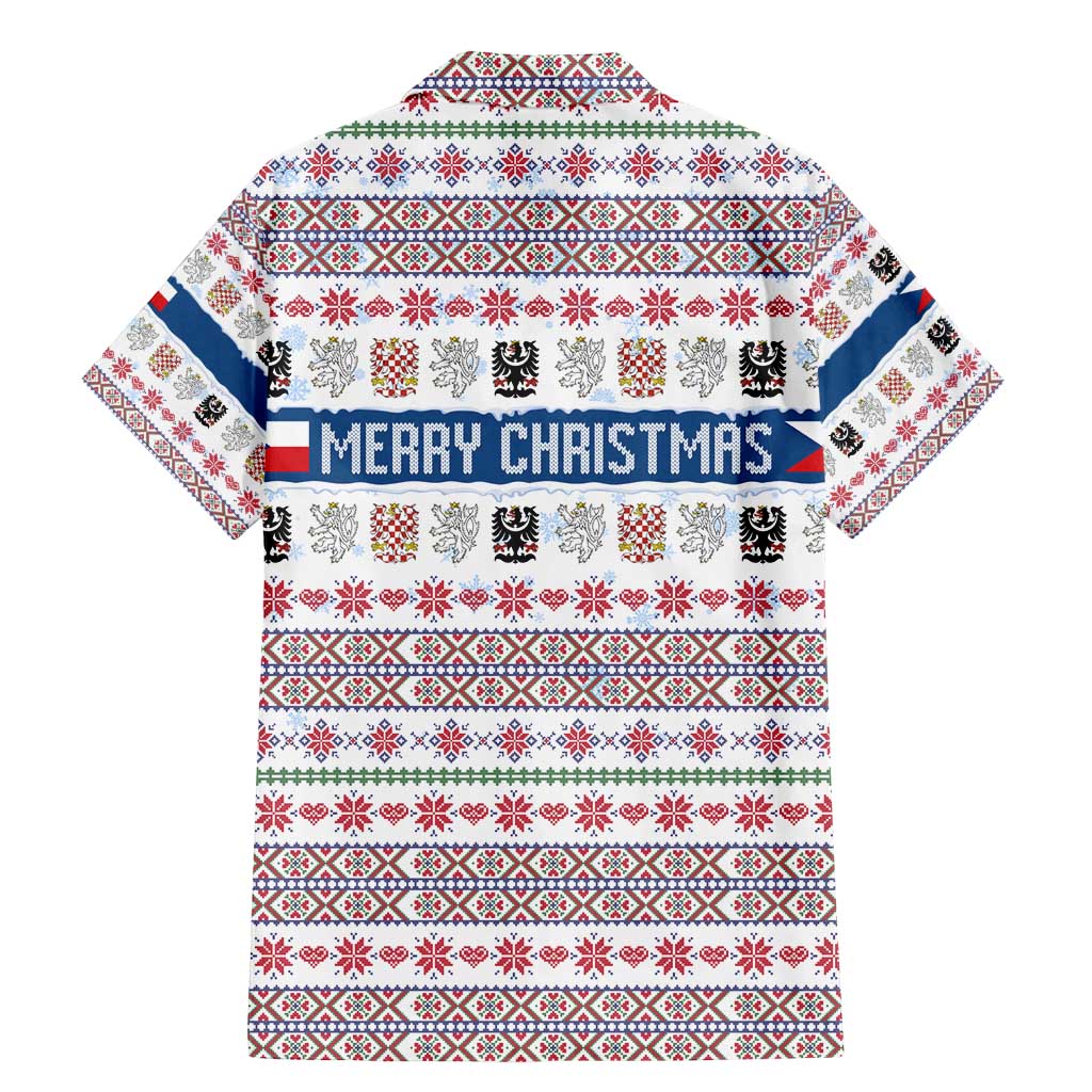 Czech Republic Christmas Family Matching Mermaid Dress and Hawaiian Shirt with Folk Embroidery Design, National Coat of Arms, and Festive Motif - Wonder Print Shop