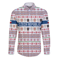 Czech Republic Christmas Family Matching Off Shoulder Maxi Dress and Hawaiian Shirt with Folk Embroidery Design, National Coat of Arms, and Festive Motif - Wonder Print Shop
