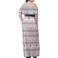 Czech Republic Christmas Family Matching Off Shoulder Maxi Dress and Hawaiian Shirt with Folk Embroidery Design, National Coat of Arms, and Festive Motif - Wonder Print Shop