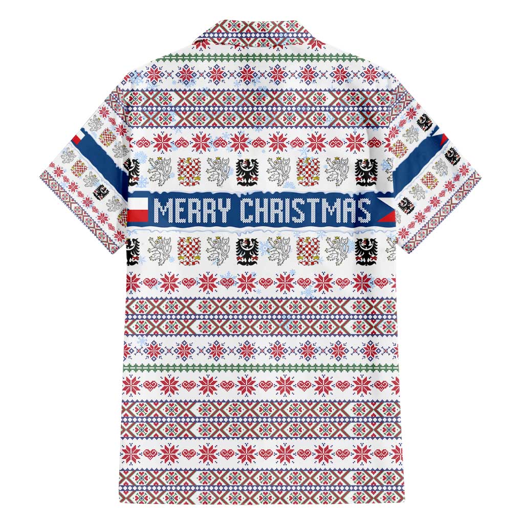 Czech Republic Christmas Family Matching Short Sleeve Bodycon Dress and Hawaiian Shirt with Folk Embroidery Design, National Coat of Arms, and Festive Motif - Wonder Print Shop