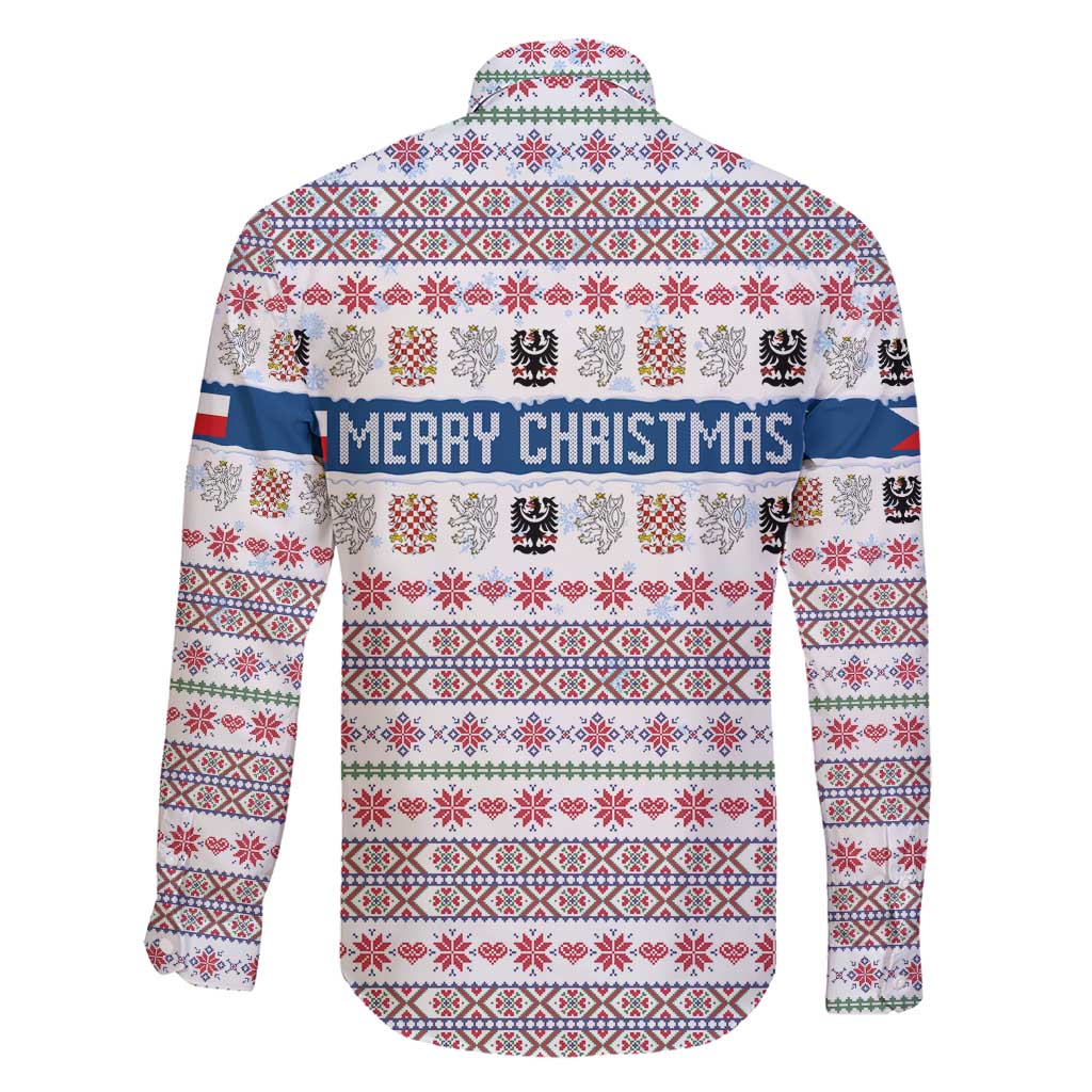 Czech Republic Christmas Family Matching Short Sleeve Bodycon Dress and Hawaiian Shirt with Folk Embroidery Design, National Coat of Arms, and Festive Motif - Wonder Print Shop