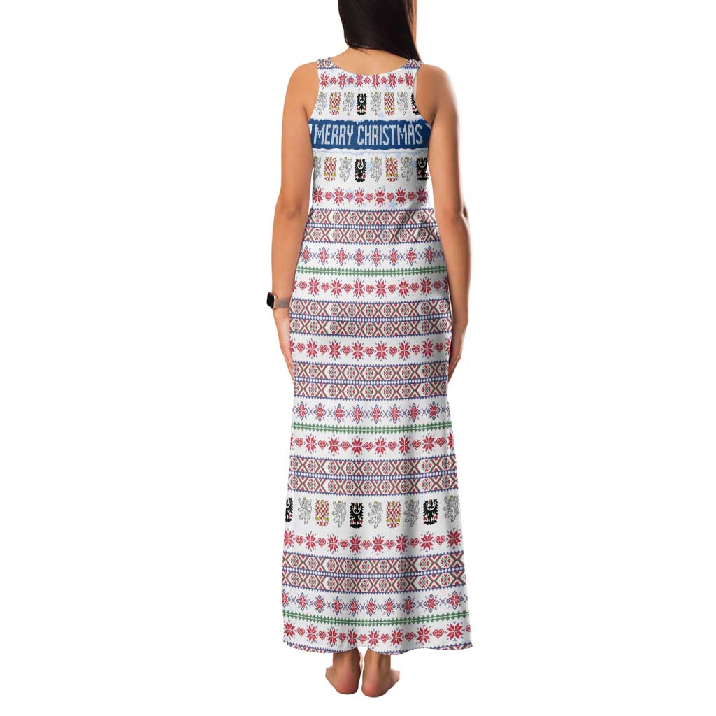 Czech Republic Christmas Family Matching Tank Maxi Dress and Hawaiian Shirt with Folk Embroidery Design, National Coat of Arms, and Festive Motif - Wonder Print Shop