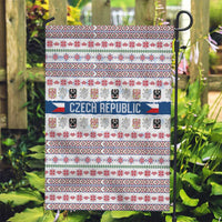 Czech Republic Christmas Garden Flag with Folk Embroidery Design, National Coat of Arms, and Festive Motif - Wonder Print Shop