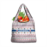 Czech Republic Christmas Grocery Bag with Folk Embroidery Design, National Coat of Arms, and Festive Motif - Wonder Print Shop