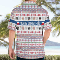 Czech Republic Christmas Hawaiian Shirt with Folk Embroidery Design, National Coat of Arms, and Festive Motif - Wonder Print Shop