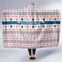 Czech Republic Christmas Hooded Blanket with Folk Embroidery Design, National Coat of Arms, and Festive Motif - Wonder Print Shop