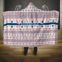 Czech Republic Christmas Hooded Blanket with Folk Embroidery Design, National Coat of Arms, and Festive Motif - Wonder Print Shop