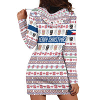 Czech Republic Christmas Hoodie Dress with Folk Embroidery Design, National Coat of Arms, and Festive Motif - Wonder Print Shop