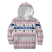 Czech Republic Christmas Kid Hoodie with Folk Embroidery Design, National Coat of Arms, and Festive Motif - Wonder Print Shop