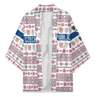 Czech Republic Christmas Kimono with Folk Embroidery Design, National Coat of Arms, and Festive Motif - Wonder Print Shop