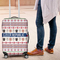 Czech Republic Christmas Luggage Cover with Folk Embroidery Design, National Coat of Arms, and Festive Motif - Wonder Print Shop