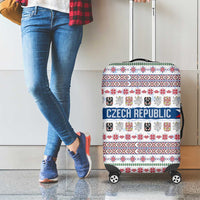 Czech Republic Christmas Luggage Cover with Folk Embroidery Design, National Coat of Arms, and Festive Motif - Wonder Print Shop