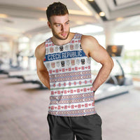 Czech Republic Christmas Men Tank Top with Folk Embroidery Design, National Coat of Arms, and Festive Motif - Wonder Print Shop