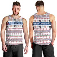 Czech Republic Christmas Men Tank Top with Folk Embroidery Design, National Coat of Arms, and Festive Motif - Wonder Print Shop