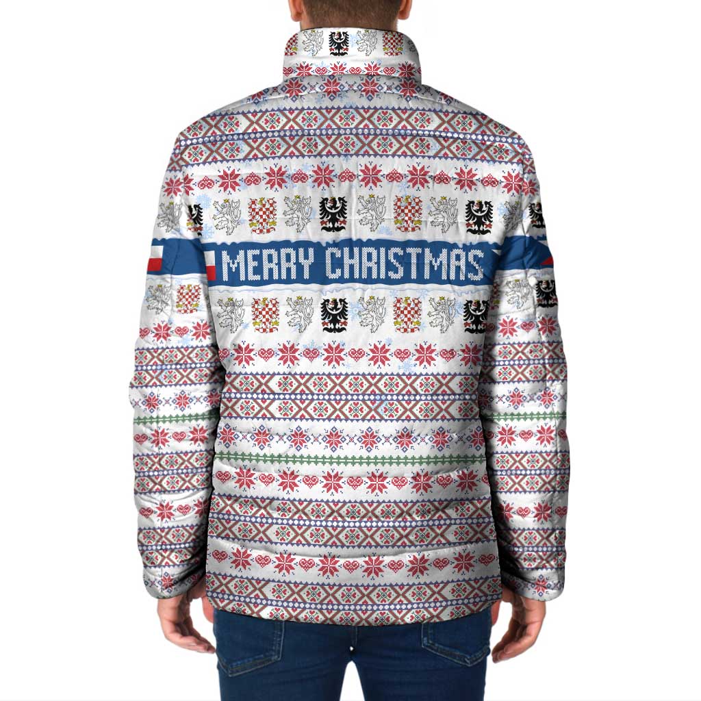 Czech Republic Christmas Padded Jacket with Folk Embroidery Design, National Coat of Arms, and Festive Motif - Wonder Print Shop