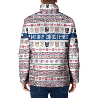 Czech Republic Christmas Padded Jacket with Folk Embroidery Design, National Coat of Arms, and Festive Motif - Wonder Print Shop