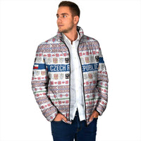 Czech Republic Christmas Padded Jacket with Folk Embroidery Design, National Coat of Arms, and Festive Motif - Wonder Print Shop